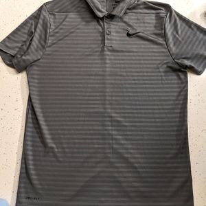 Nike Dri-Fit Men's Golf Shirt Medium Grey Stripe